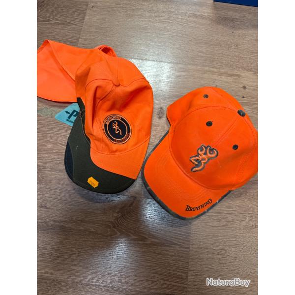 LOT DEUX CASQUETTES BROWNING ORANGE