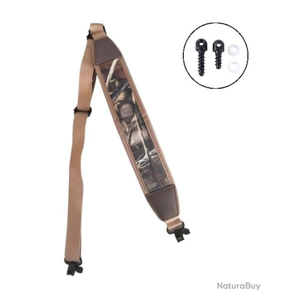 Bretelle n�opr�ne Marron pour carabine de chasse + 2 vis grenadi�res