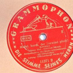 INTROUVABLE Disque militaire 25 cm CHANTS DE MARCHE der Seewind pfeift WWII