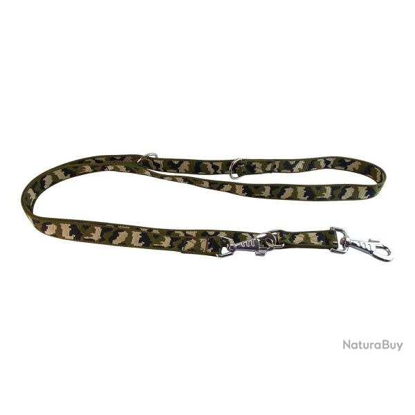 laisse 3 points nylon camo vert 25 mm 2,40 m