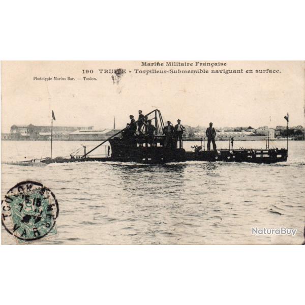 CPA - MARINE DE GUERRE - TRUITE -Torpilleur Submersible naviguant en surface " N�6034