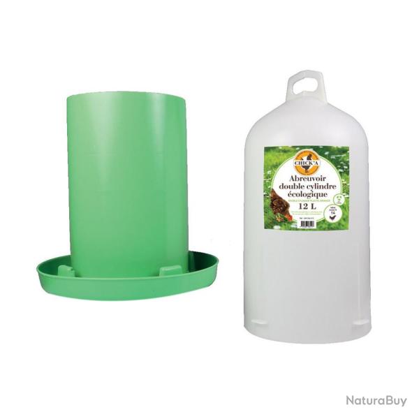 Abreuvoir double cylindre Ligne Verte 12L CHICK'A