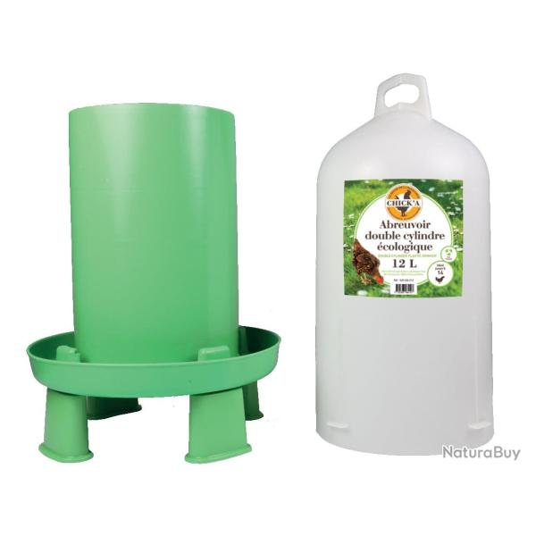 Abreuvoir double cylindre avec pieds Ligne Verte 12L