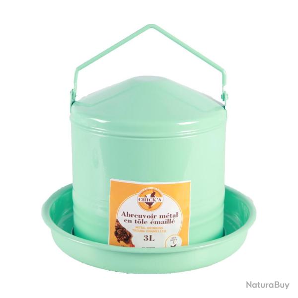 Abreuvoir m�tal en t�le �maill� vert d'eau 3L - 4 poules