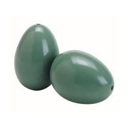 Oeufs factices de faisan, en bois peint vert, lot de 2