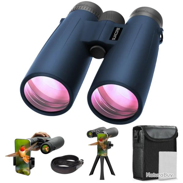 Jumelles 10x50 HD avec Adaptateur Smartphone IPX7 Etanches Super Lumineuses Faible Luminosit�