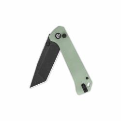 Couteau QSP Grebe Lame Tanto Acier 14C28N Manche Jade G10 Button Lock QS148D2