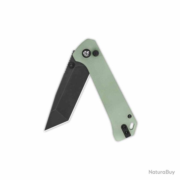Couteau QSP Grebe Lame Tanto Acier 14C28N Manche Jade G10 Button Lock QS148D2