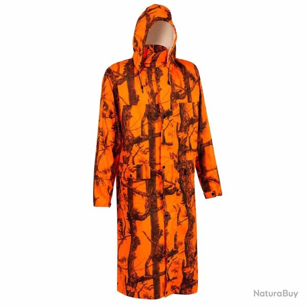 Manteau imperm�able long polyur�thane orange camo blaze M � 4XL