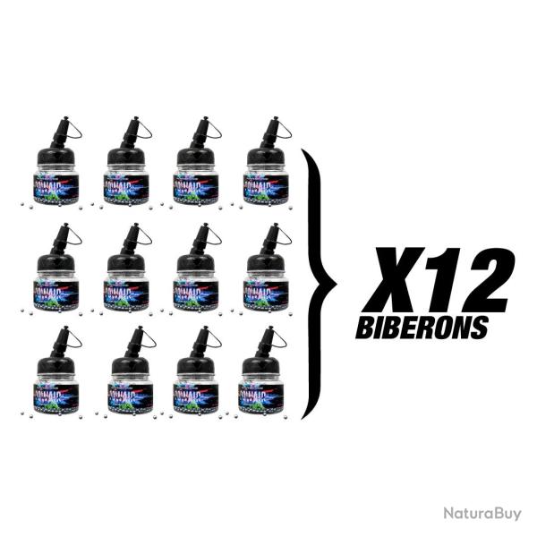 Pack Billes Acier BBs Powair - Cal. 4,5 mm x18000 (12 Biberons)