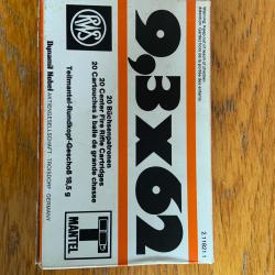 10 munitions RWS - 9,3x62 - T Mantel - 285gr - 18,5g