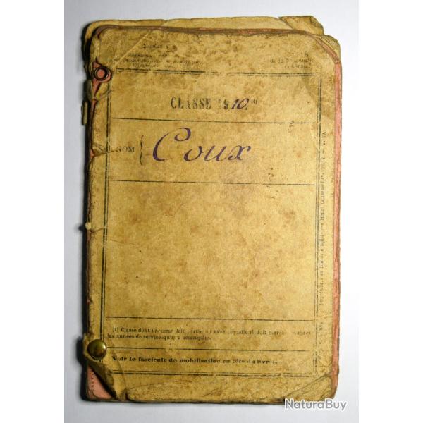 Livret militaire Artillerie � pied ww1 mar�chal des logis vaccination militaria