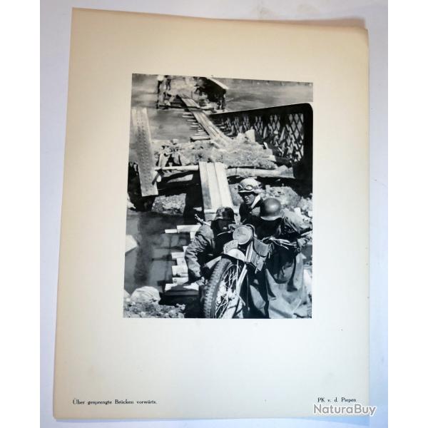 Grande Photogravure Originale - Motard soldat all. ww2