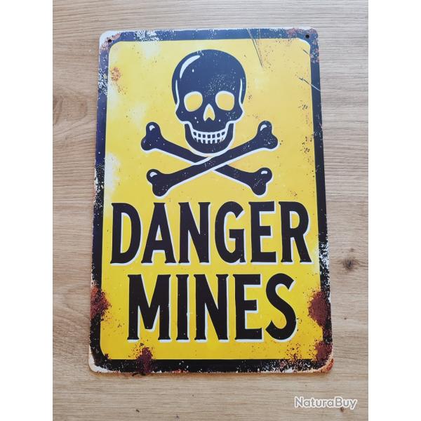 PLAQUE M�TAL "DANGER MINES" MOD�LE 2