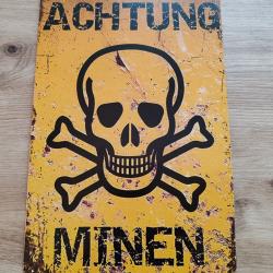 PLAQUE M&Eacute;TAL "ACHTUNG MINEN" MOD&Egrave;LE 2