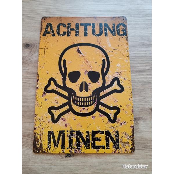 PLAQUE M�TAL "ACHTUNG MINEN" MOD�LE 2