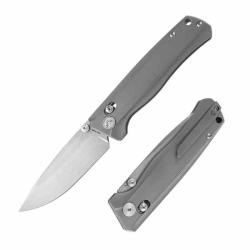 Couteau CMB Braveman Lame Drop Point Acier S35VN Manche Gris Titanium Axis Lock CMB17S