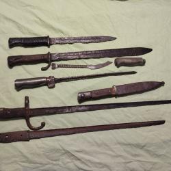 Lot ba&iuml;onnettes de fouilles ww1/ww2