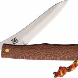 Couteau Higonokami Falten Lame Acier SG2 Manche Ziricote Etui Cuir Japan SHIGEKI02