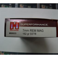 1 BOITE DE 20 MUNITIONS HORNADY CALIBRE 7 RM SST 162 GR / 10.5 G NEUVES
