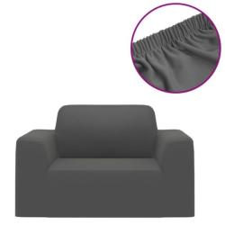 Housse canap&eacute; extensible jersey polyester anthracite protection facile