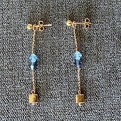 Boucles d'oreilles en or massif 18 carats - clous - deux fonctions