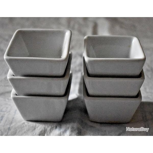6 Ramequins en porcelaine blanche