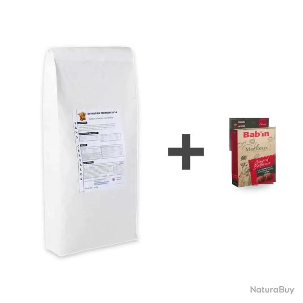 1 Paquet de 14 kg croquettes sans c�r�ales Entretien Premium 26/14+1 bo�te de moelleux 1 Entretien p