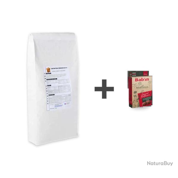 1 Paquet de 14 kg croquettes sans c�r�ales Entretien Premium 26/14+1 bo�te de moelleux 1 Entretien p