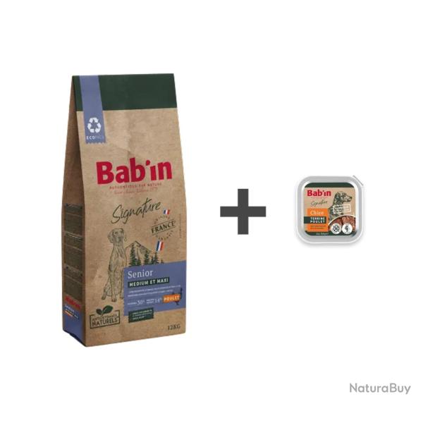1 Paquet de croquettes 12 kg BAB'IN SENIOR +1 terrine au choix 1 SENIOR BAB'IN+1 terrine agneau