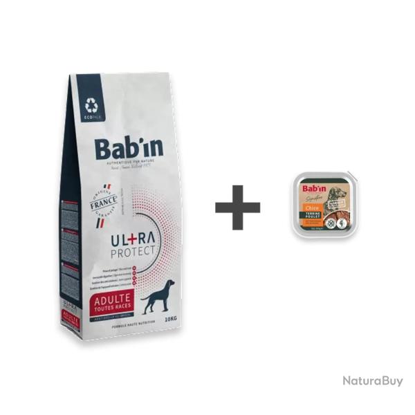 1 Paquet de croquettes 10 kg BAB'IN UL+TRA PROTECT+1 terrine au choix 1 BAB'IN Ul+tra Protect+1 terr