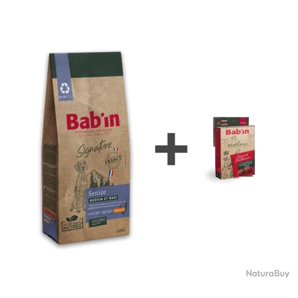 1 Paquet de croquettes 12 kg BAB'IN SENIOR +1 bo�te de moelleux au choix 1 SENIOR BAB'IN+1 moelleux 