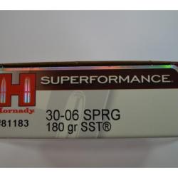 1 BOITE DE 20 BALLES 30-06 HORNADY SST SUPERFORMANCE 180 GR NEUVE