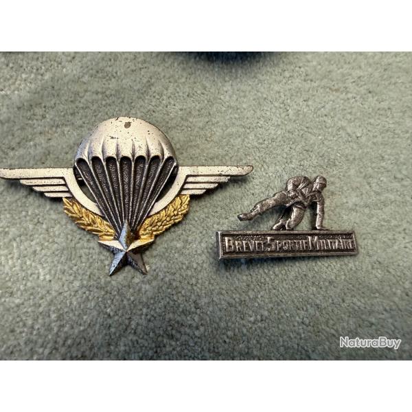 INSIGNES  BREVET PARA ET BREVET SPORTIF  ANCIEN  1960