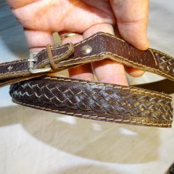 Bretelle de fusil / carabine en cuir tress&eacute; (1)