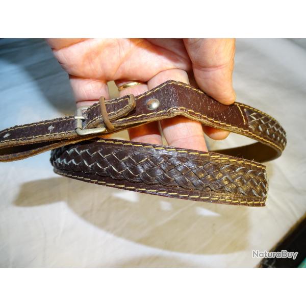 Bretelle de fusil / carabine en cuir tress� (1)