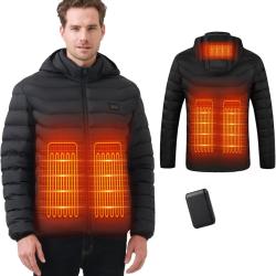 Veste Chauffante Homme et Femme - Blouson Chauffant USB &Eacute;lectrique avec Batterie 10000mAh 5 Zones