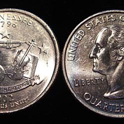 U.S.A piece de quarter dollar qualit&eacute; sup etat du Tennessy 2002
