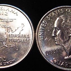 U.S.A piece de quarter dollar qualit&eacute; sup etat de la Louisianne  2002