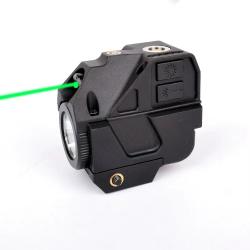 Lampe Laser Vert et led 500 Lumens Strobo rail picatinny indicateur de batterie rechargeable
