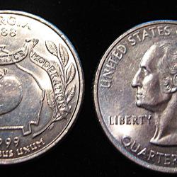 U.S.A piece de quarter dollar qualit&eacute; sup etat de Georgie 1999