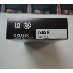 1 BOITE DE 20 MUNITIONS RWS CALIBRE 7X65R ID CLASSIC 11.5 G/177 GR NEUVE