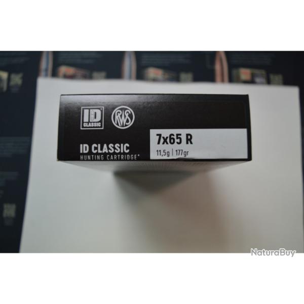 1 BOITE DE 20 MUNITIONS RWS CALIBRE 7X65R ID CLASSIC 11.5 G/177 GR NEUVE