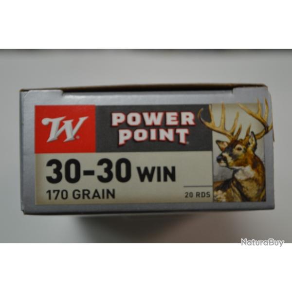 1 BOITE DE 20 MUNITIONS CALIBRE 30-30 WINCHESTER  170 GR/11.2G  POWERPOINT NEUVE