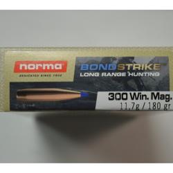1 BOITE DE 20 MUNITIONS NORMA CALIBRE 300 WM BONDSTRIKE  11.7G/180GR  NEUVE