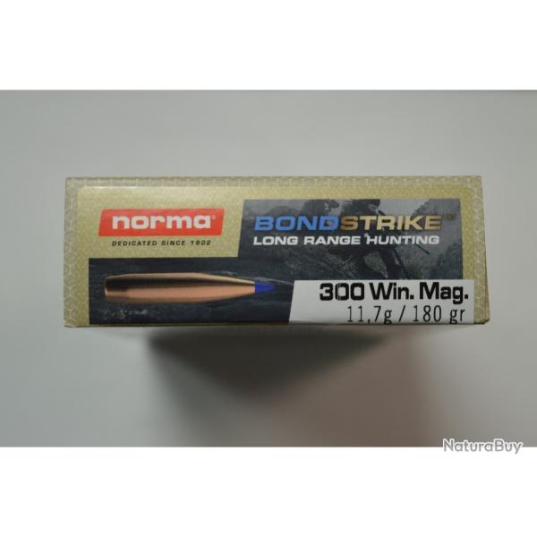 1 BOITE DE 20 MUNITIONS NORMA CALIBRE 300 WM BONDSTRIKE  11.7G/180GR  NEUVE