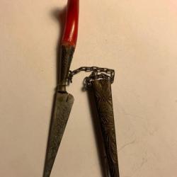 stylet broche corse en argent et laiton