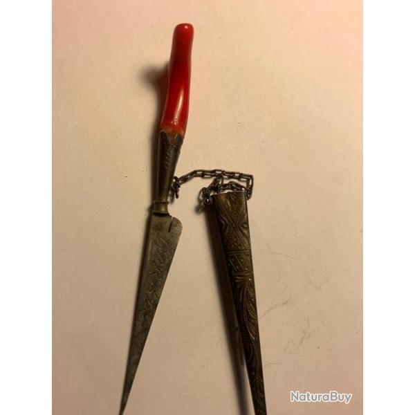 stylet broche corse en argent et laiton