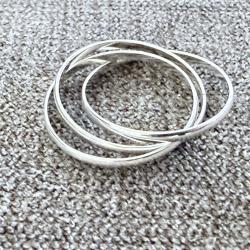 Bague 3 anneaux neuve en argent massif - taille 59