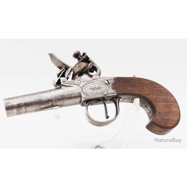 PISTOLET A SILEX DE GOUSSET DIT DE VOYAGE A BALLE FORCEE CALIBRE 10.8MM Categorie D